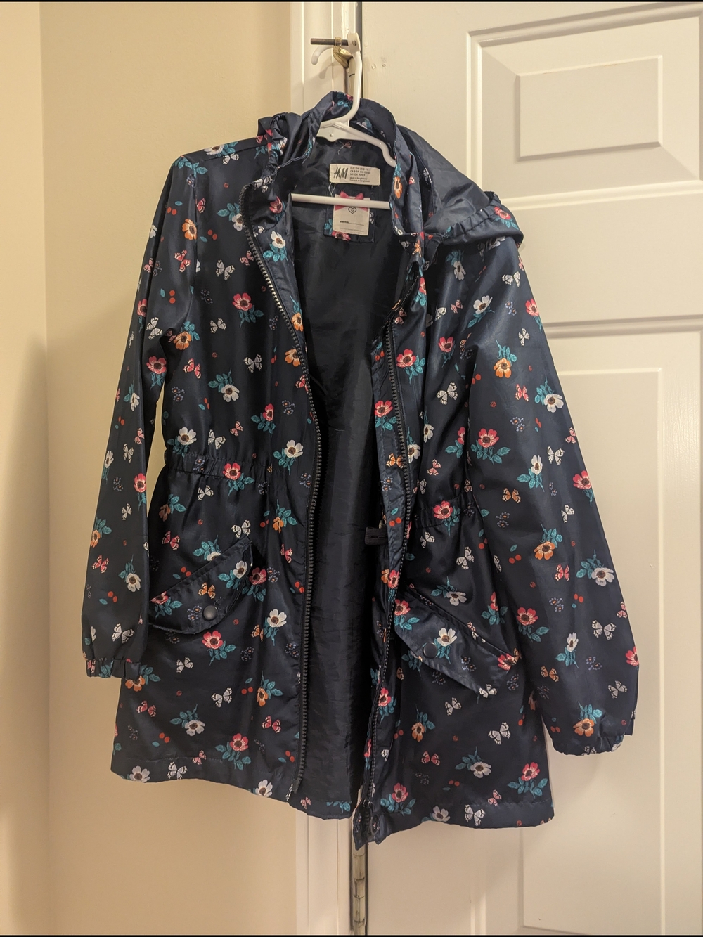 H&M Navy Floral Rain Jacket